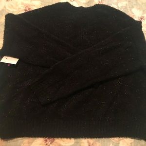 Black sparkle crop sweater